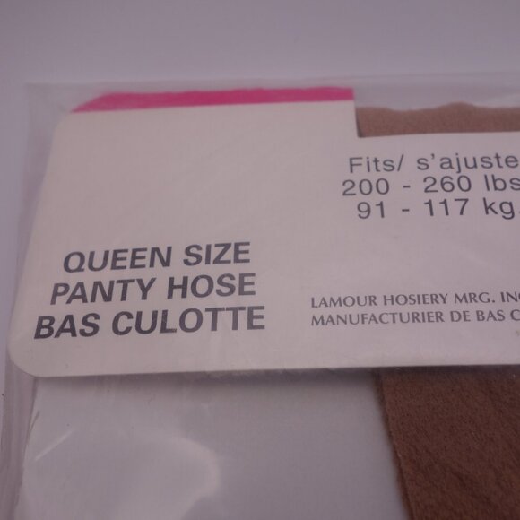 Vintage Queen Size La Tosca Reinforced Toe 200-260LBS BEIGE 100%Nylon Panty Hose - Picture 7 of 8